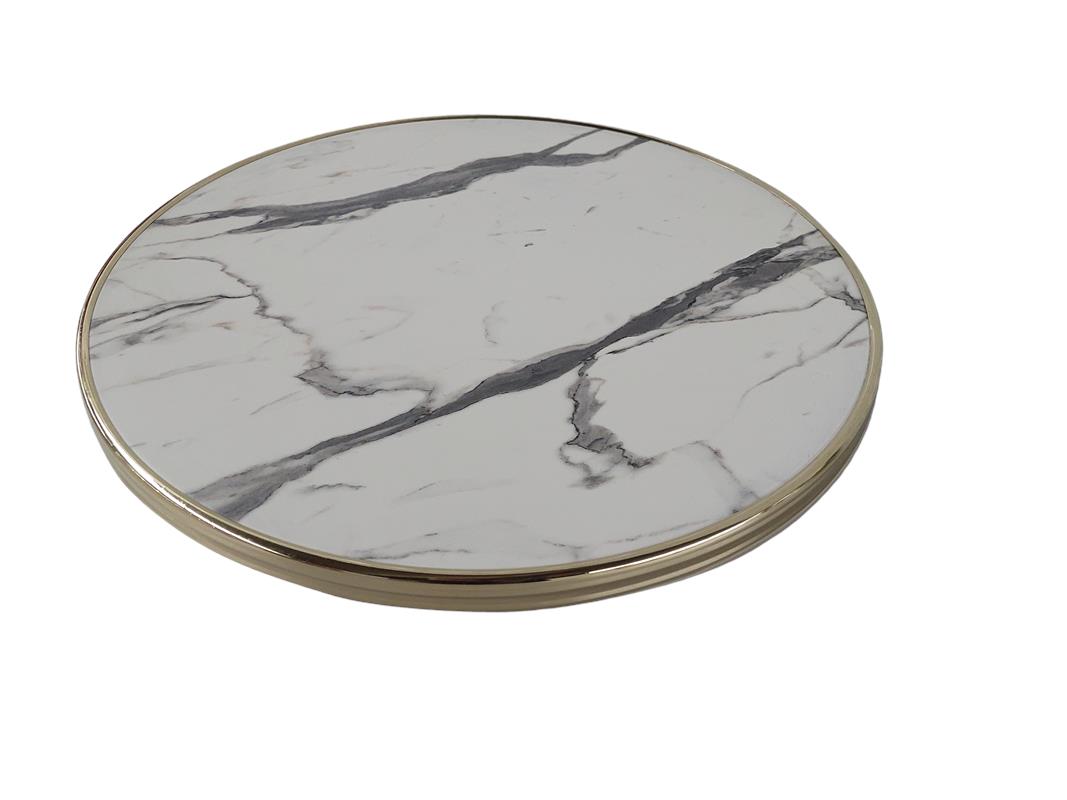 Blanc marbre carrara cerclé laiton Blanc marbre carrara cerclé laiton