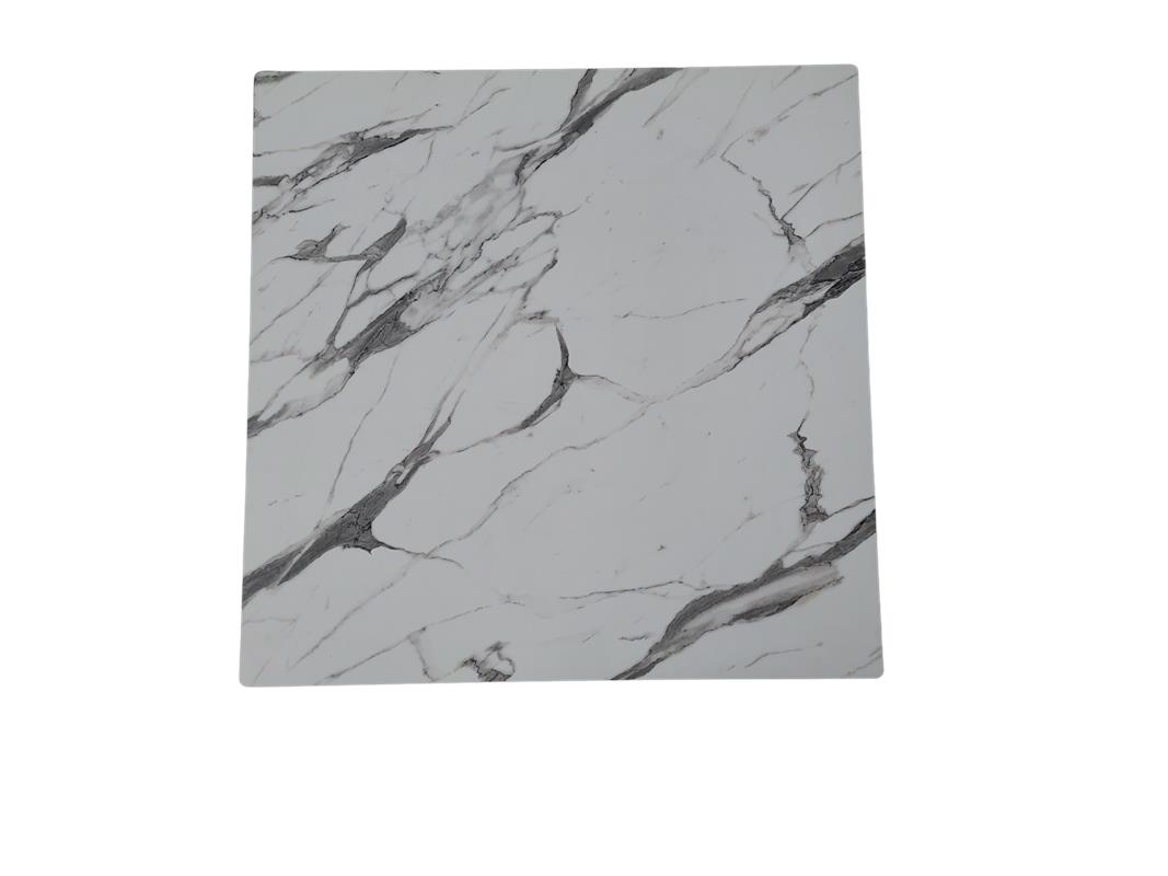 Plateau compact HPL blanc marbré 70x70x1.2cm- Panama 18