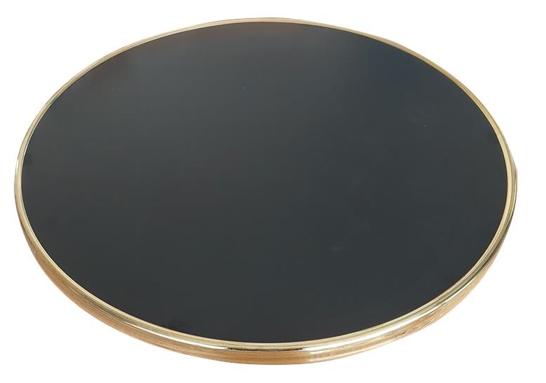 Panama 12NR – Table bistrot noir 3 branches avec plateau cerclé laiton