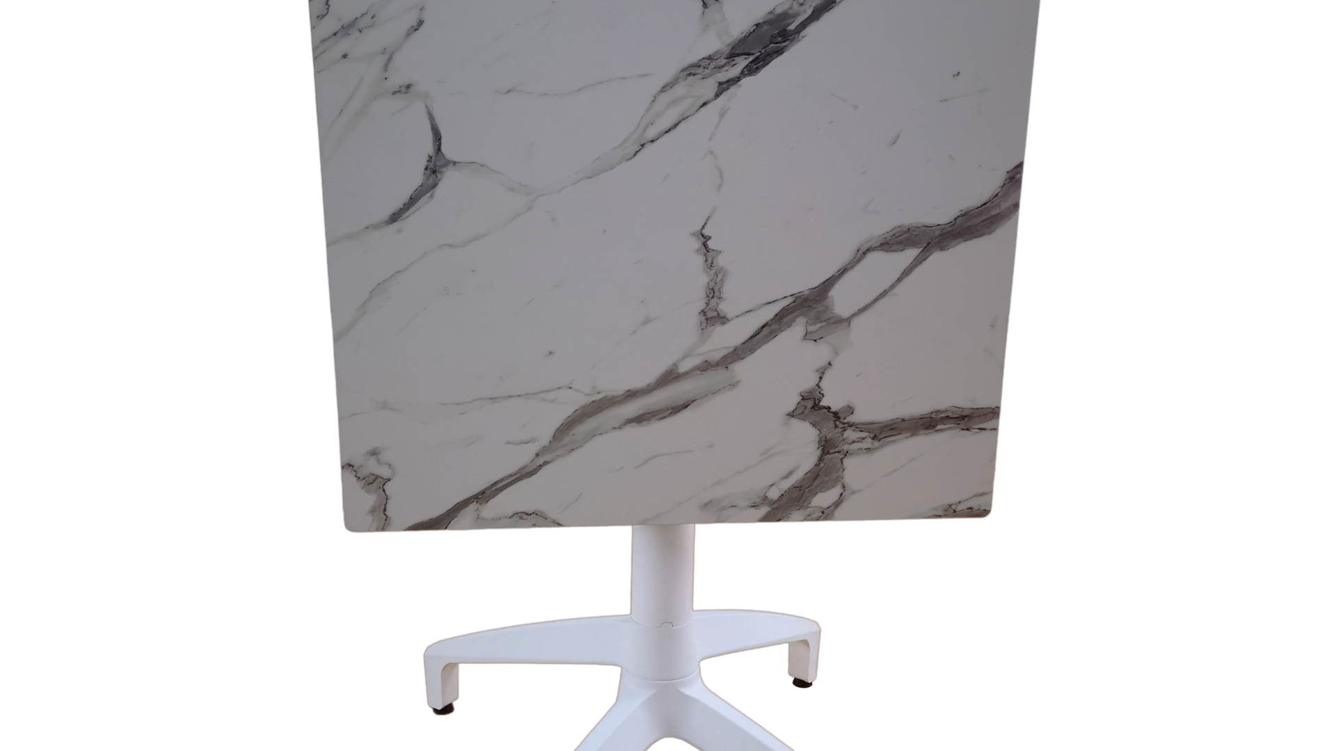 Table de terrasse pivotante blanc marbré HPL 70X70x1.2cm – Panama 21