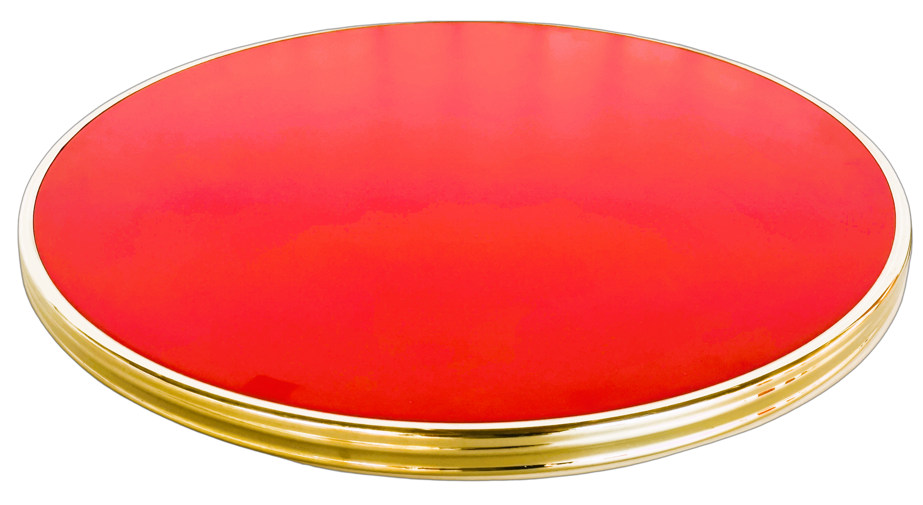 Table bistrot rouge Salsa cerclé laiton D60cm