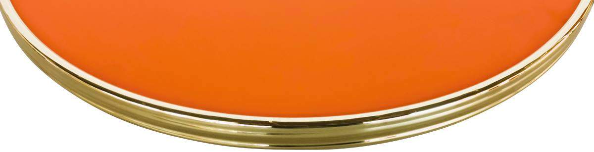 Plateau de table bistrot FUEGO orange cerclé laiton D60CM