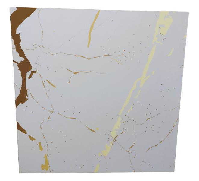 Table blanc marbrée avec cadre dorée El Dorado 60x60cm