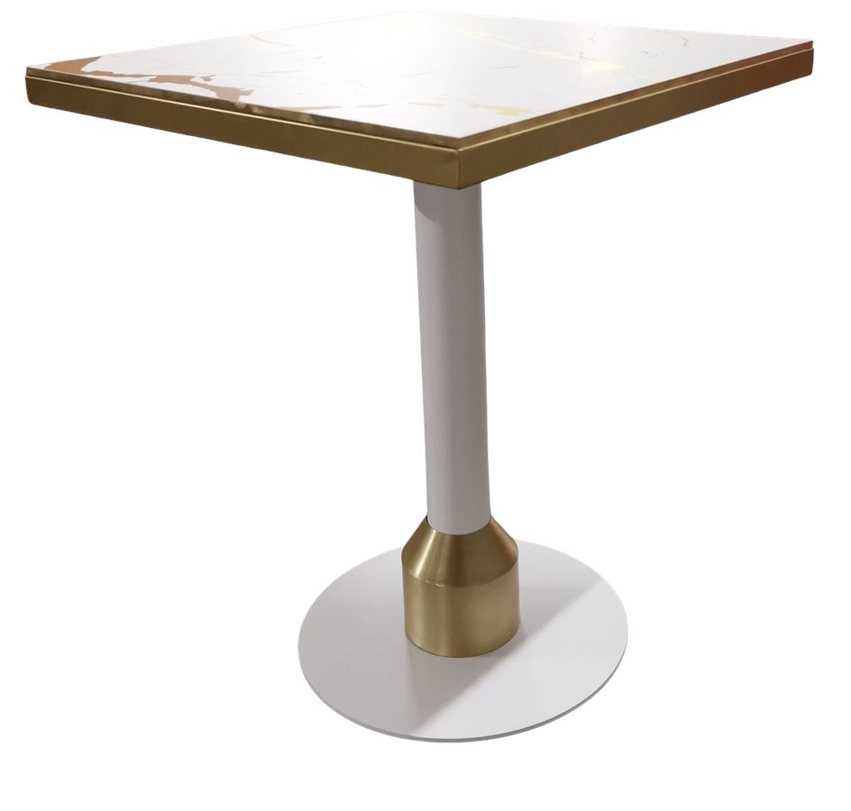 Table blanc marbrée avec cadre dorée El Dorado 60x60cm