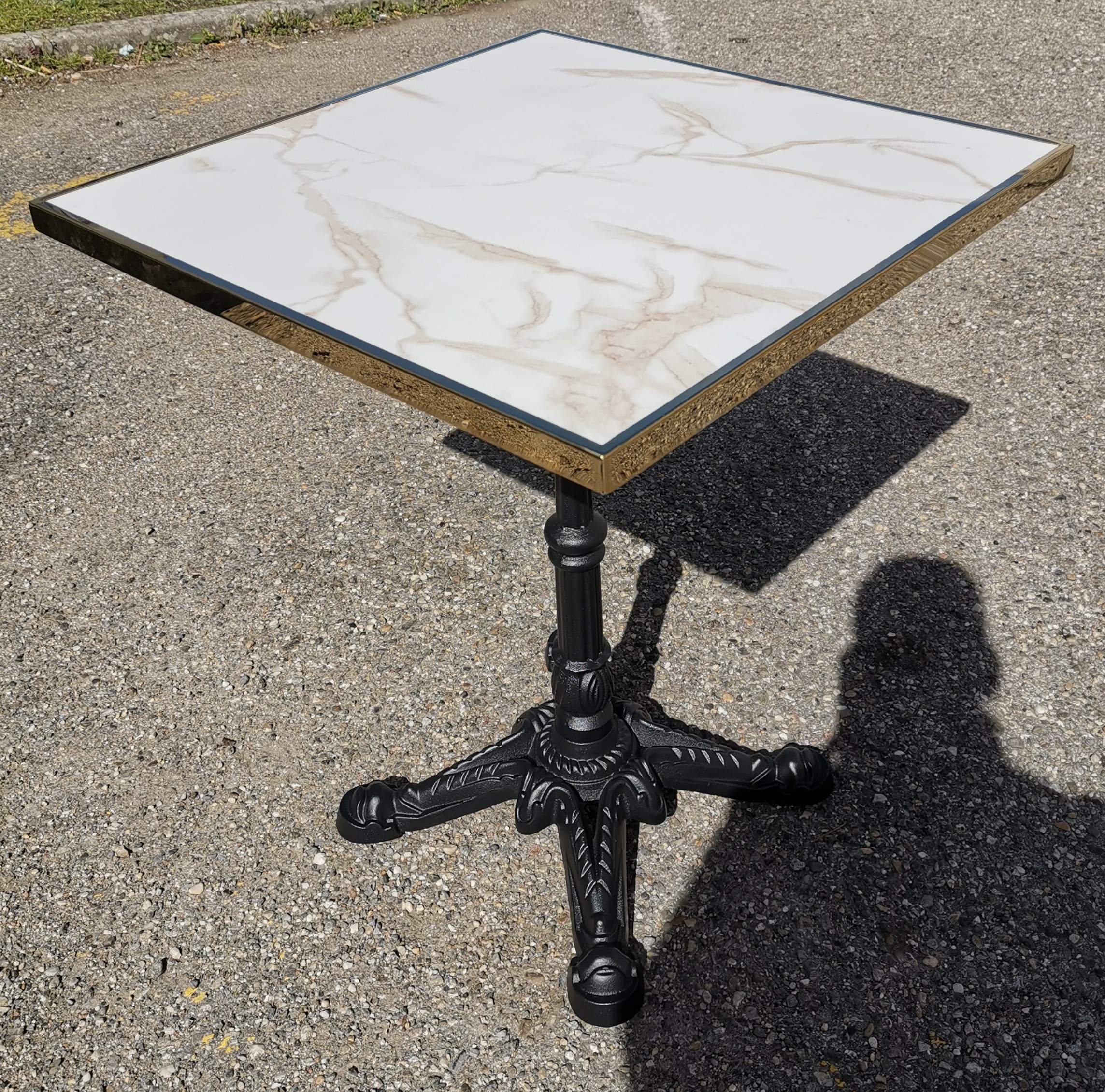 Plateau de table bistrot extérieur blanc marbré DOLCE 60x60cm