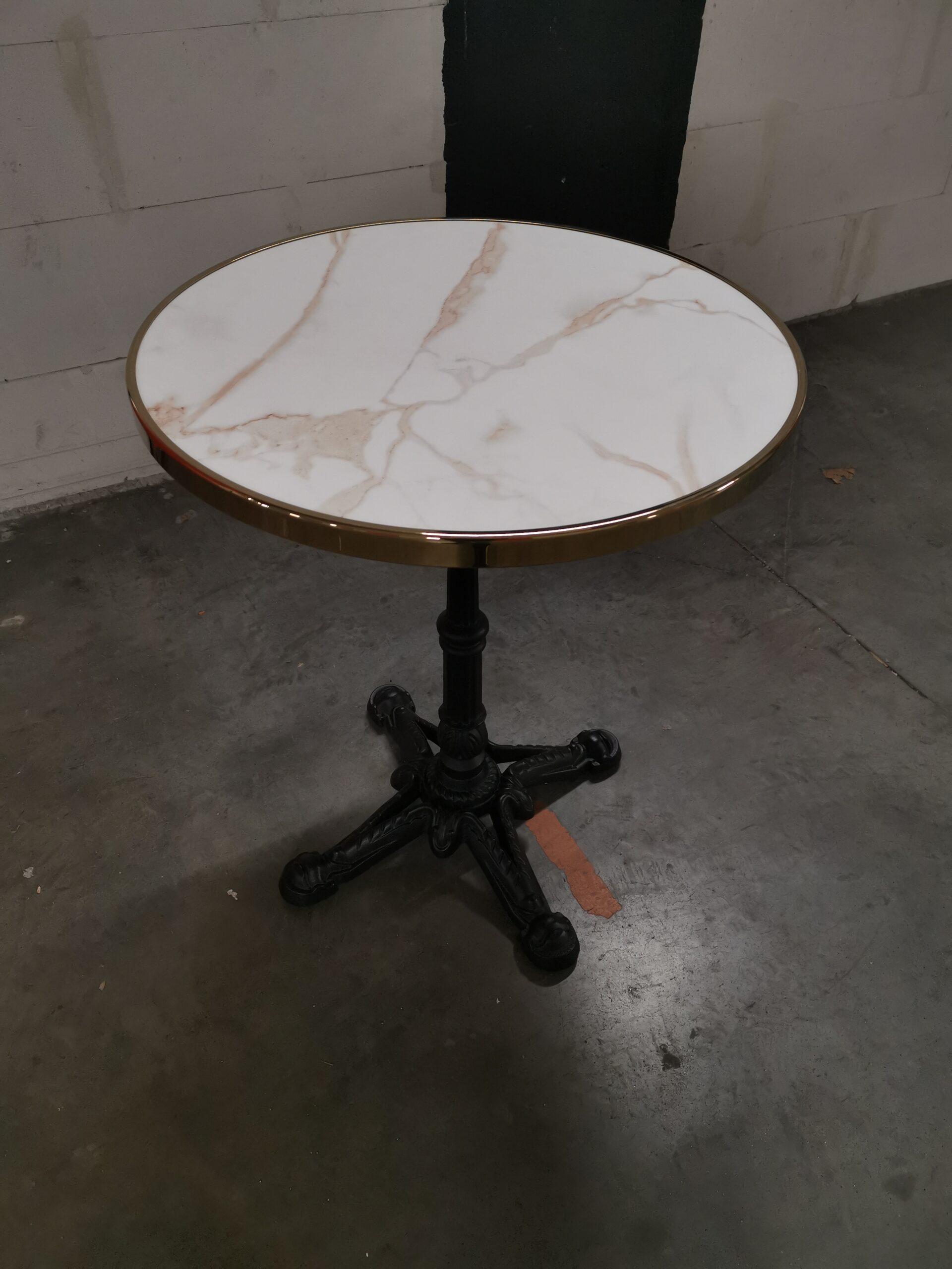 Plateau de table bistrot extérieur blanc marbré DOLCE D60cm