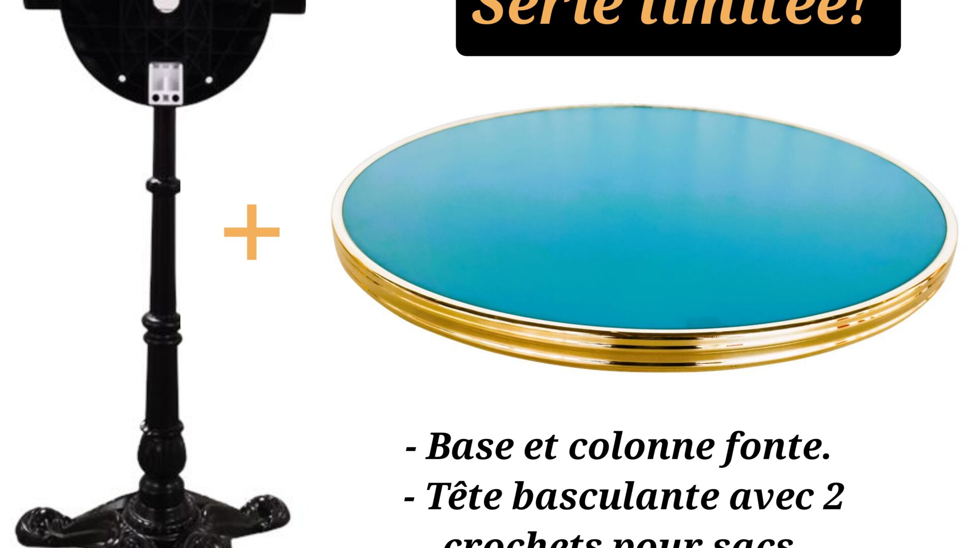 Table bistrot pivotante bleu AZURA D60CM