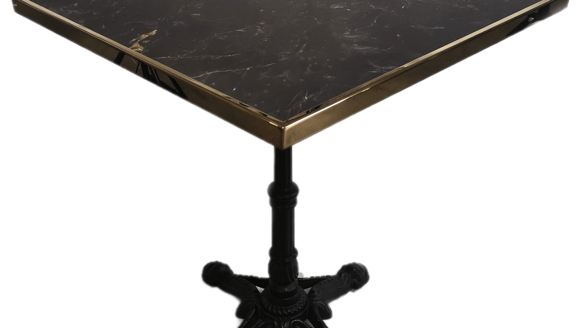 Table bistrot carré extérieur noir marbré cadre laiton D60cm – JAGUAR 6060