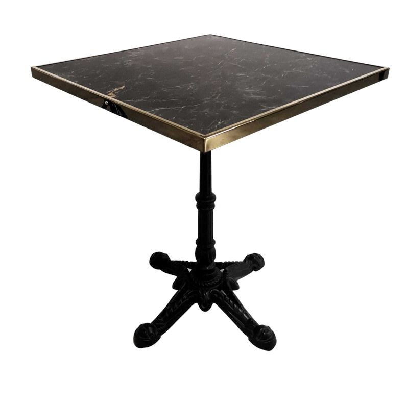 Table bistrot carré extérieur noir marbré cadre laiton D60cm – JAGUAR 6060