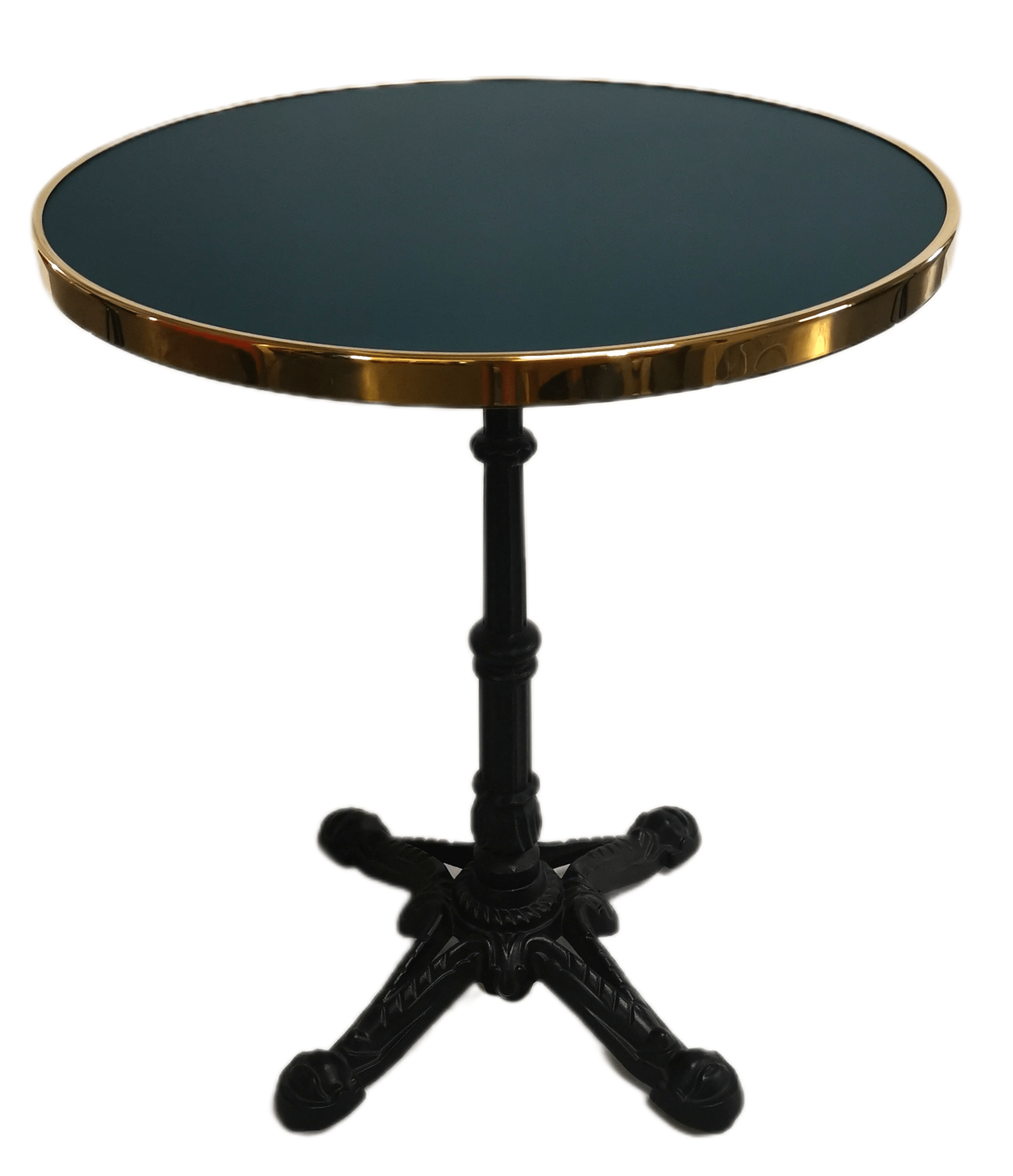 Table bistrot ronde extérieur vert sapin cadre laiton D60cm – NATURA60